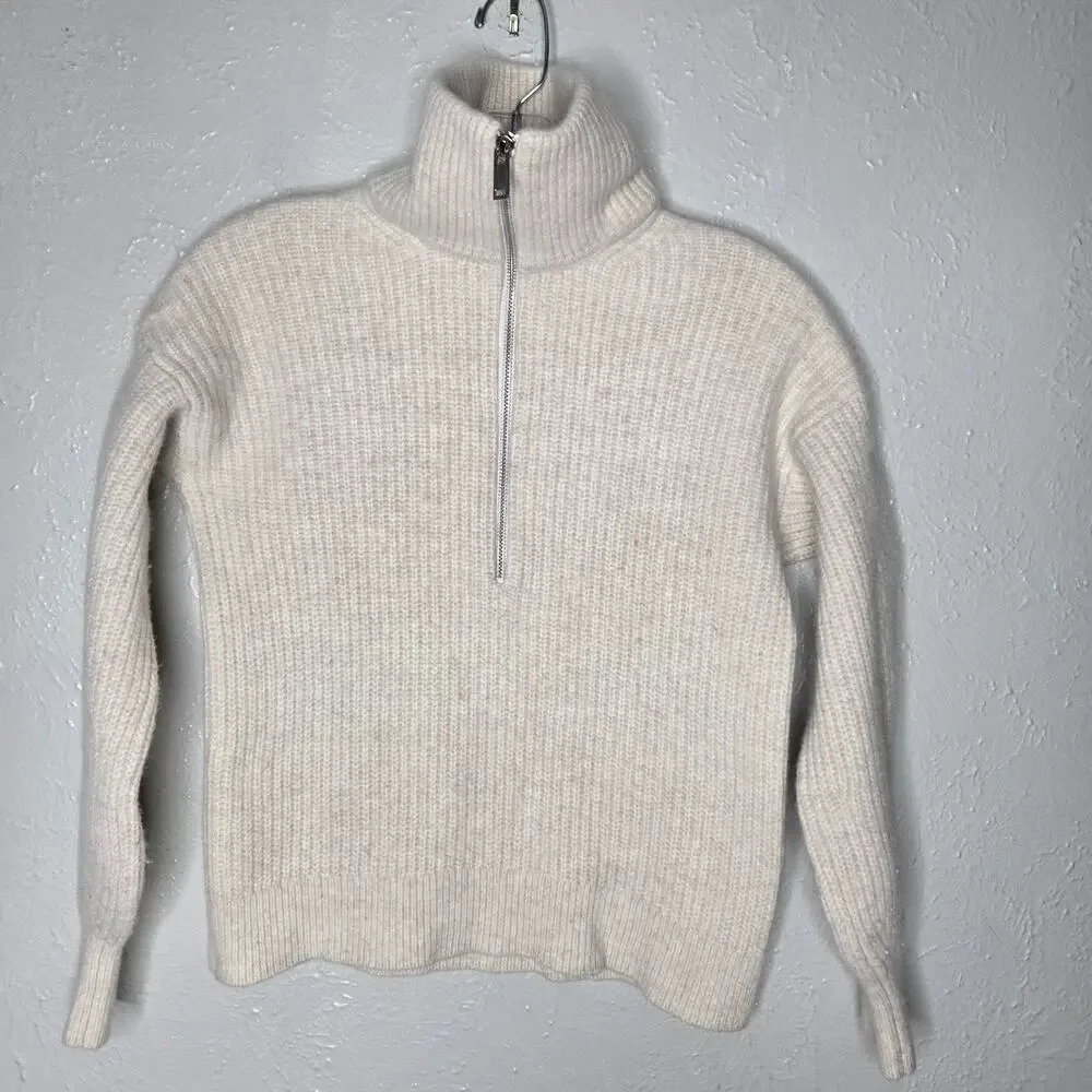 Everlane womens half zip pullover sweater luxe merino wool sz xs ivory - Picture 1 of 5